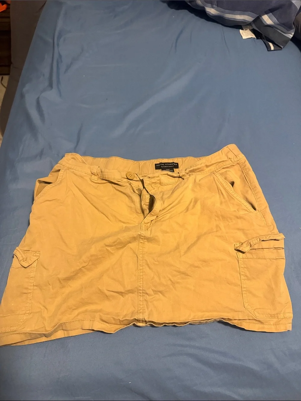 Casual Tan Mini Skirt with Utility Pockets